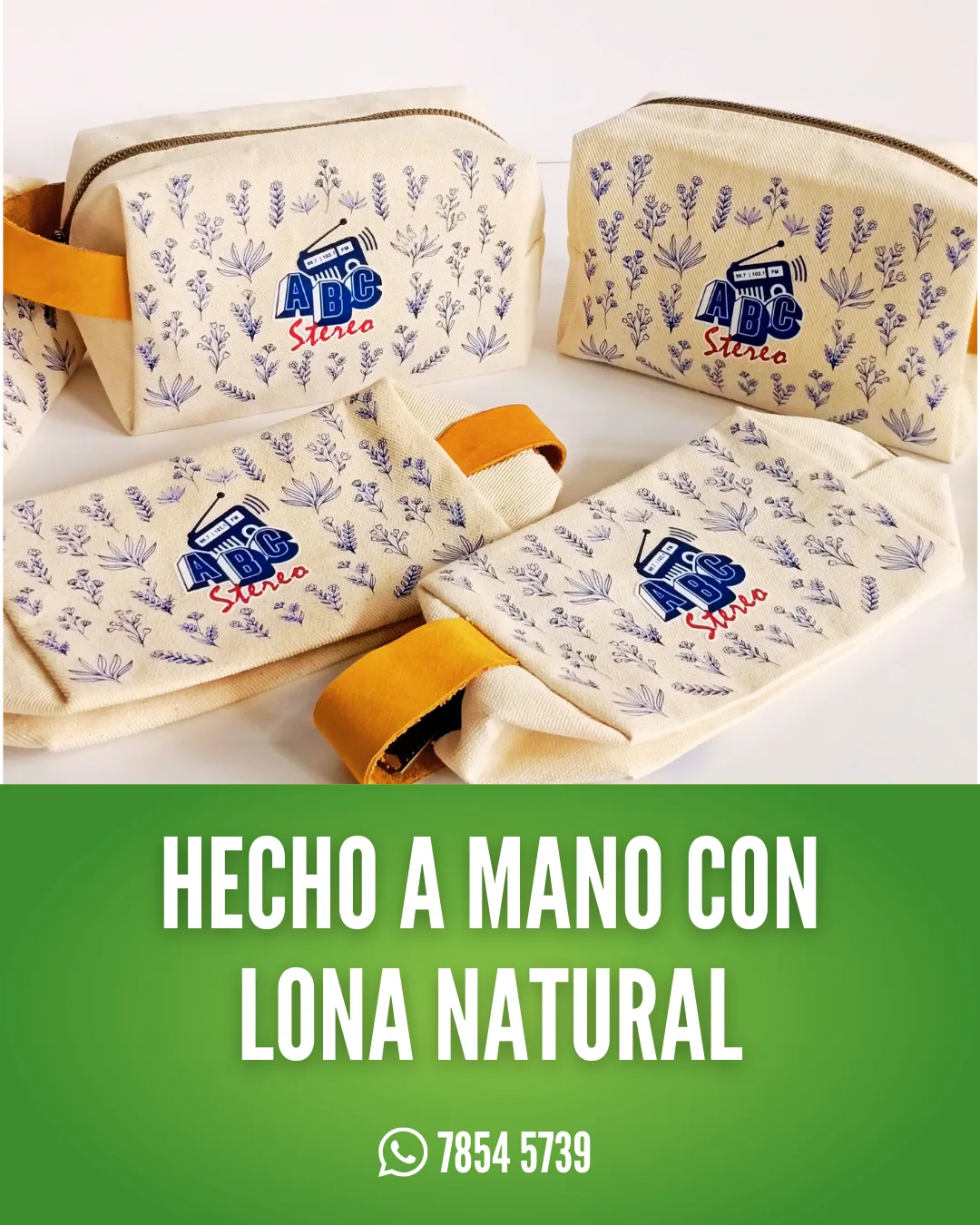 Estuches promocionales en lona natural personalizados para ABC Stereo