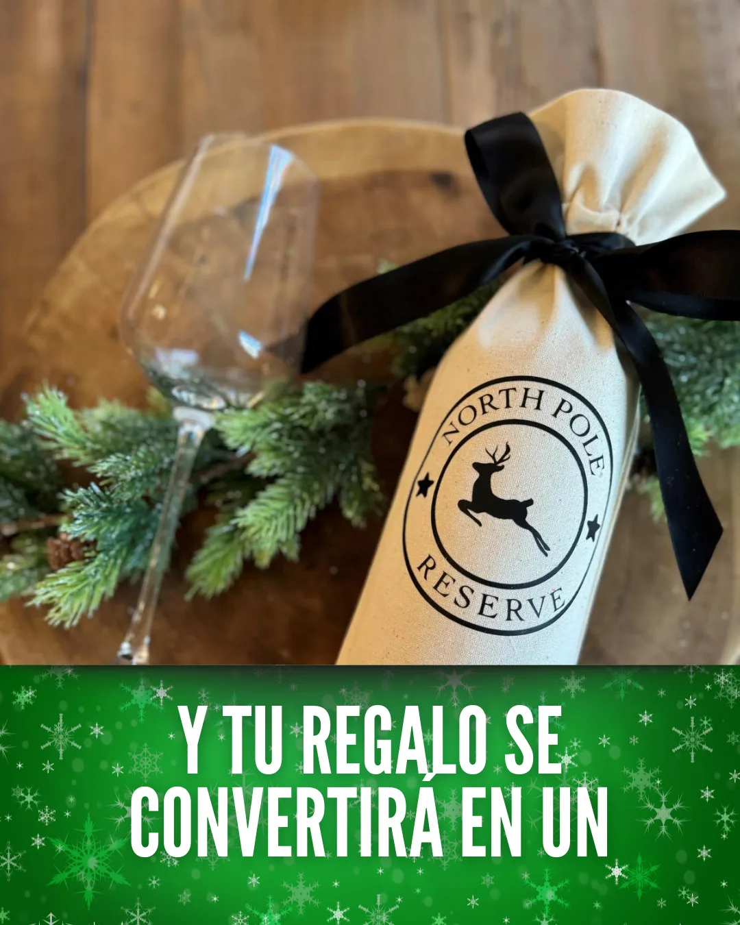 Funda navideña para botella de vino con lazo decorativo