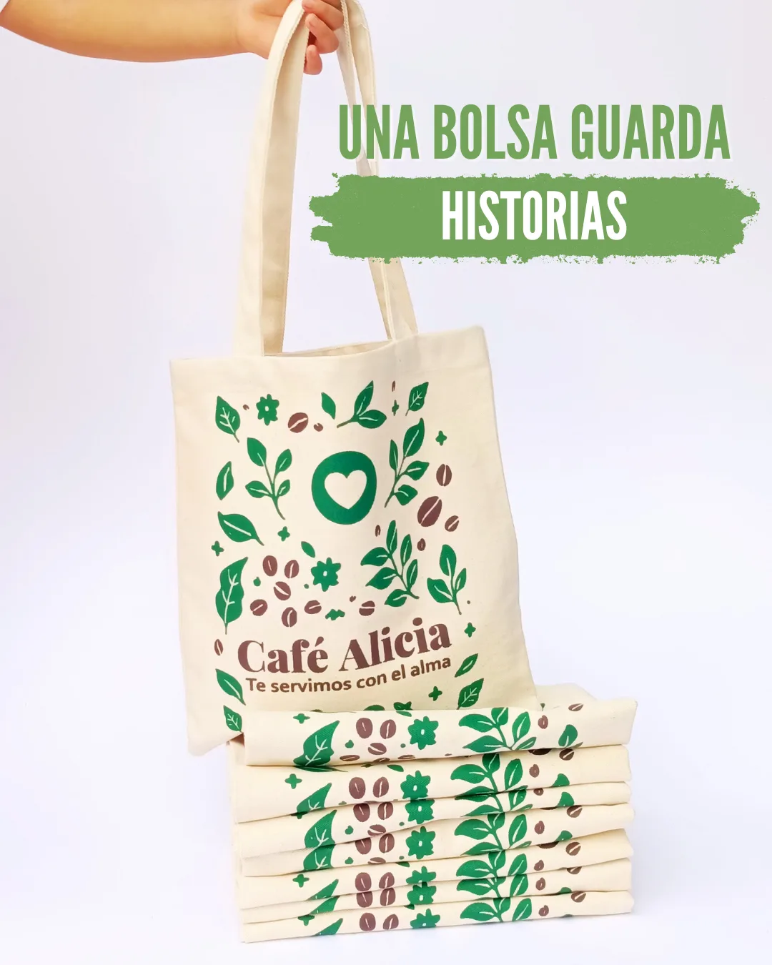 Tote bag personalizada para Cafe Alicia con diseño ecológico
