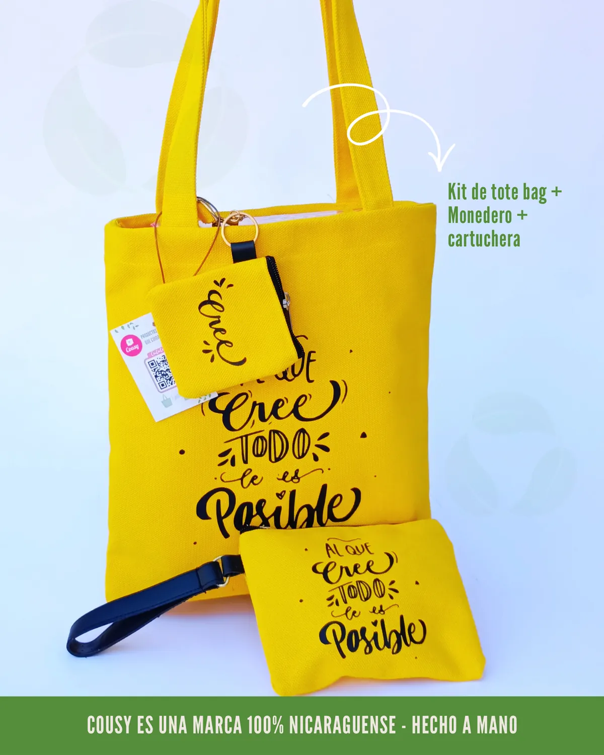 Kit de tote bag, monedero y cartuchera de Cousy para regalos corporativos.